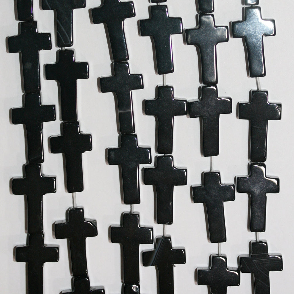 16" Cuentas Cruzadas Lisas de Ónix Santo 20x12mm.-Hilo 40cm.