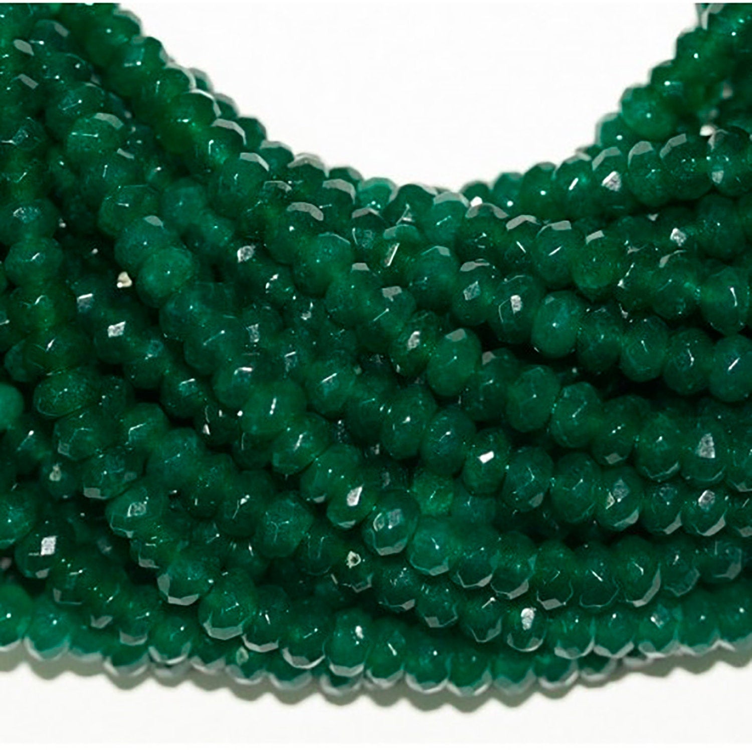 Cuentas redondas facetadas de jade verde de 16" (6 x 4 mm) - Hilo de 40 cm