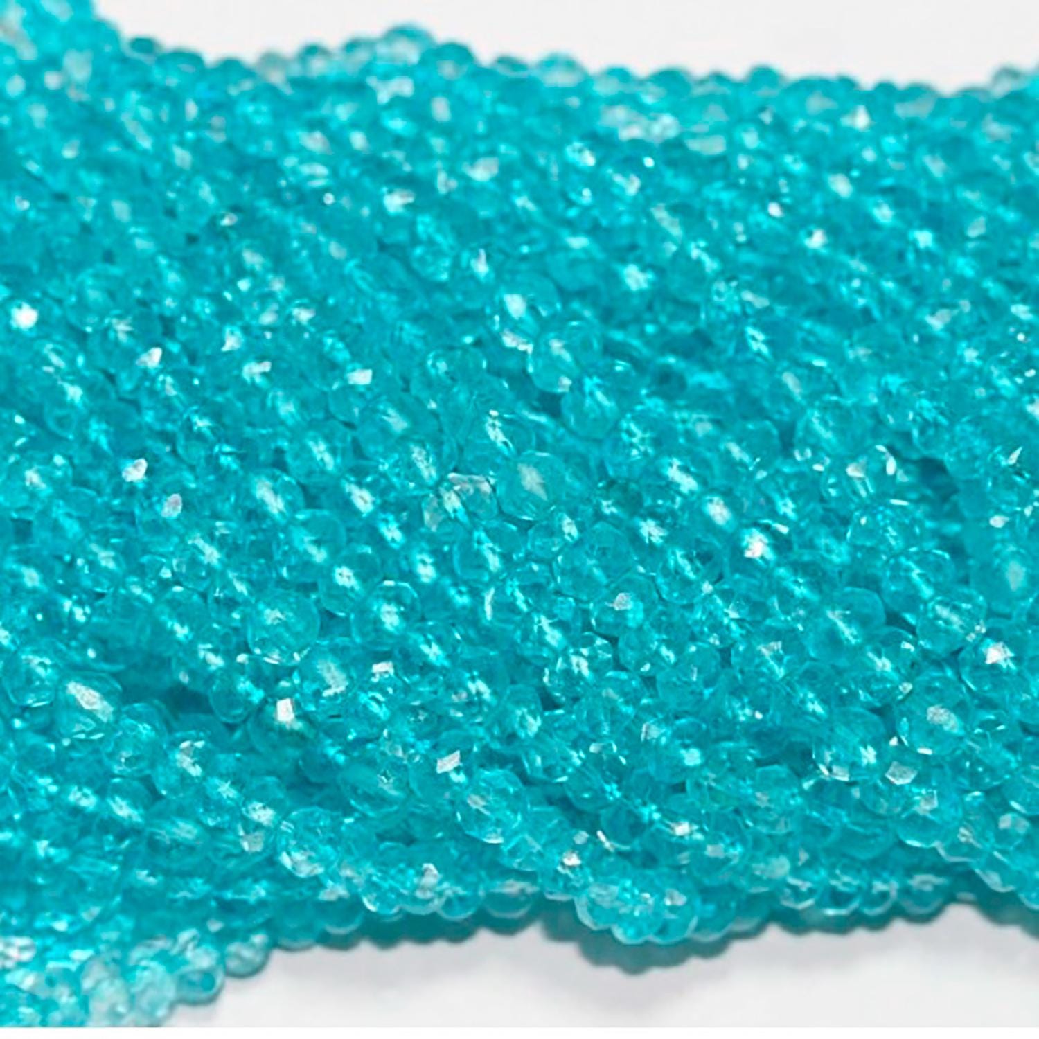14" St Blue Quartz Faceted Rondelle Beads 4x3mm.-Strand 37cm