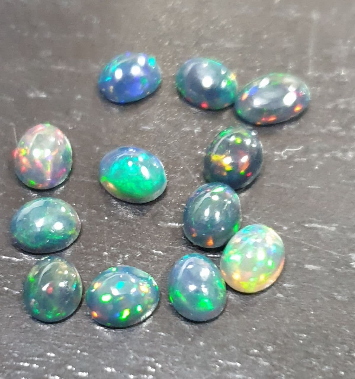 Ethiopian Black Opal Lot Oval Cabochon 5x4mm. (12pcs)  -Gemstone Parcels-Loose Stones Wholesale Price