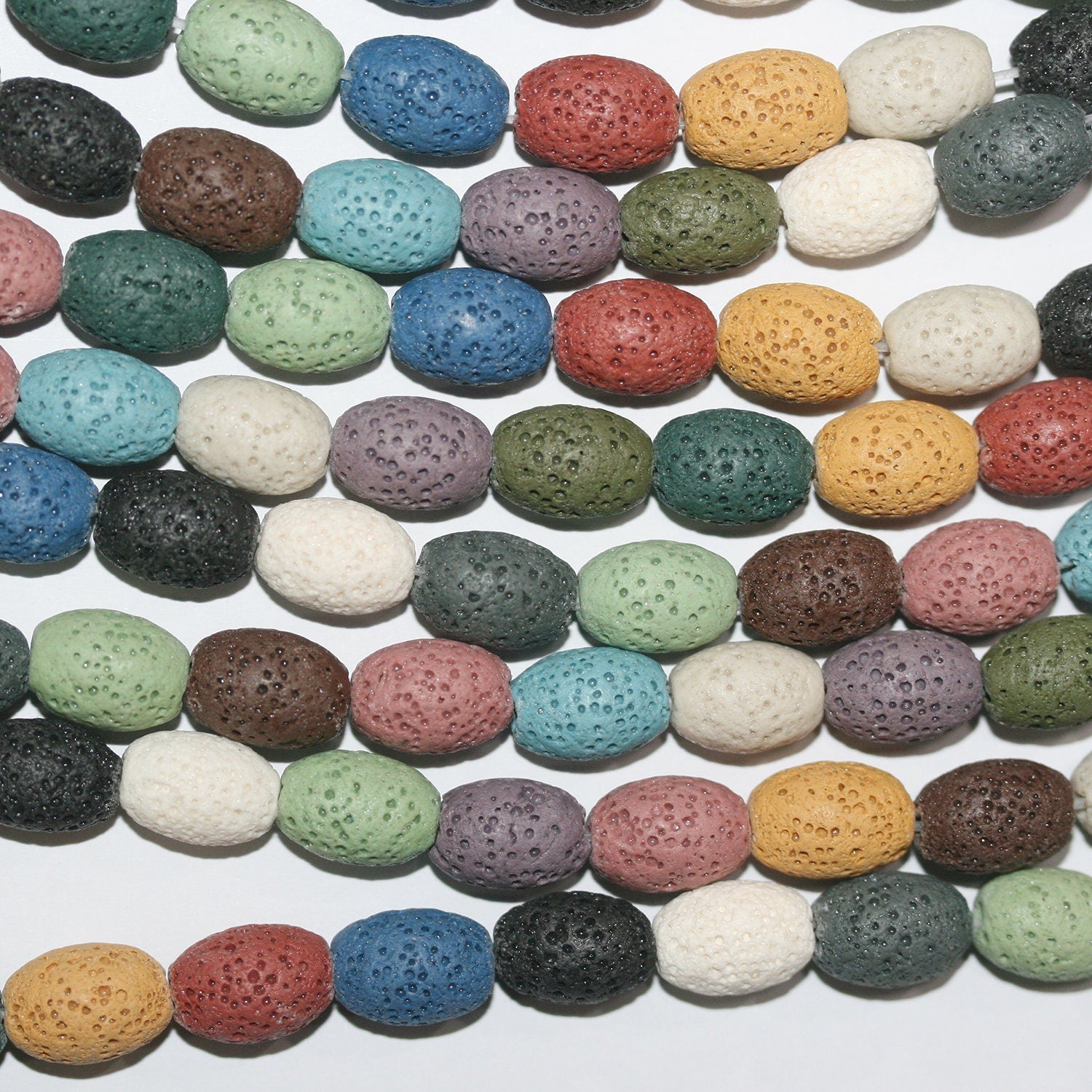 Cuentas de lava multicolor de 16" (12 x 9 mm) - Hilo de 40 cm