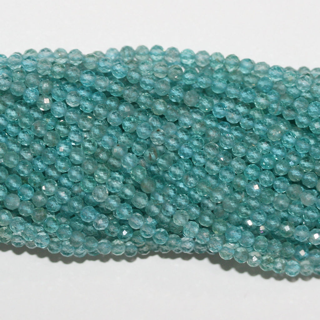 16" Perles rondes à facettes en apatite St 3,5 mm.-Rig 39 cm.