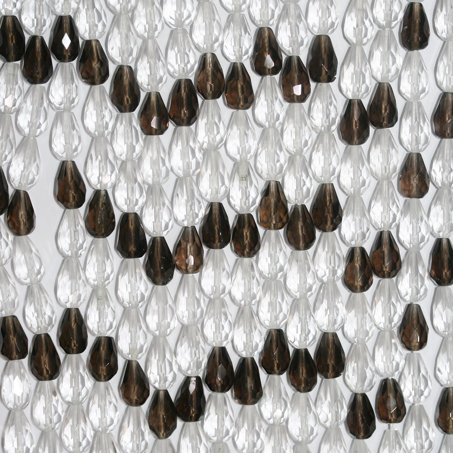 Cuentas facetadas de cuarzo ahumado y cristal de roca de 16" (11 x 7 mm) - Hilo de 40 cm