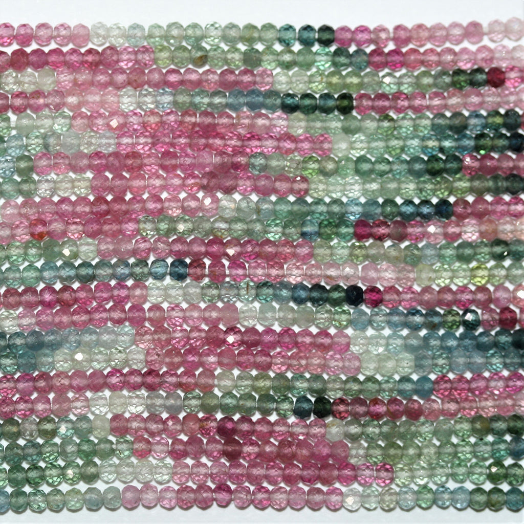 13" St Tourmaline Faceted Rondelle Beads 2.5x1.5mm.-Strand 33cm.