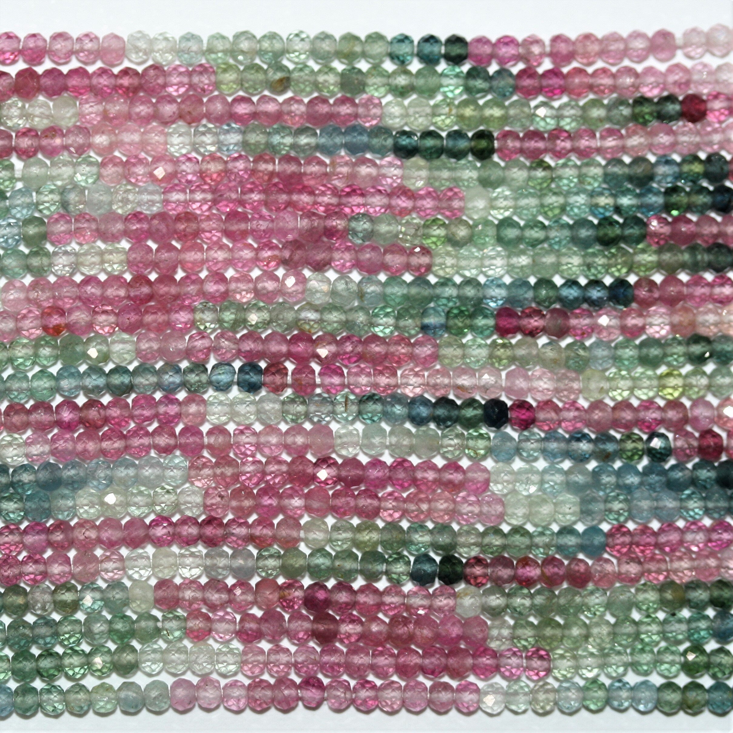 13" St Tourmaline Faceted Rondelle Beads 2.5x1.5mm.-Strand 33cm.
