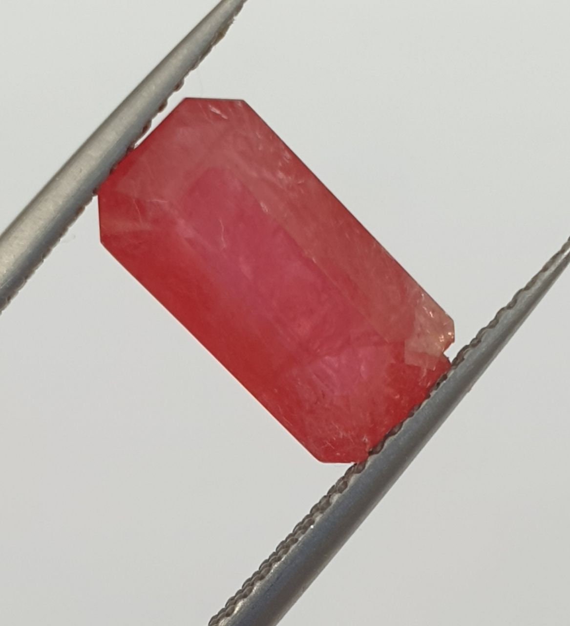 Rare Earth Mined Manganese Red Rhodonite Faceted Octagon  Top Color 12.3x6.4x4.3mm 3.6ct- One Of a Kind- Rare Gems