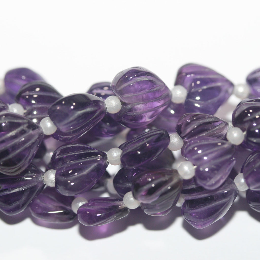 Cuentas de corazón de amatista de 8" (8-9 mm). Aprox. - Hilo de 20 cm.