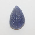 Carved Flower In Natural Tanzanite Cabochon Drop  Shape 19.5x12.5mm 15.3ct- Gemstone Carving