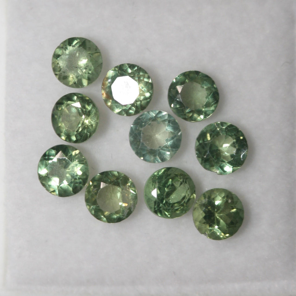 10 Pc Natural Apatite Faceted Round 4mm - Natural Untreated Stone- Rare Color Green Apatite