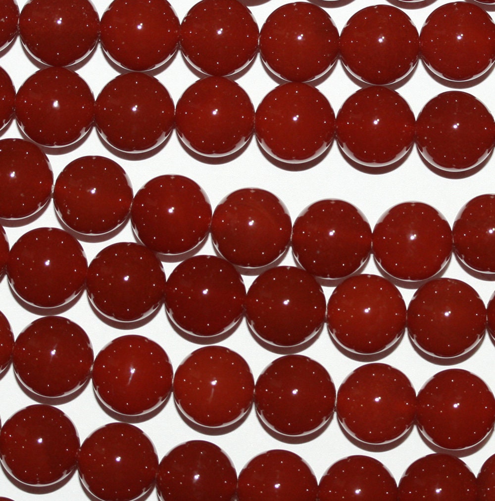 Perles rondes lisses en cornaline de 15 pouces (10 mm) - Fil de 39 cm