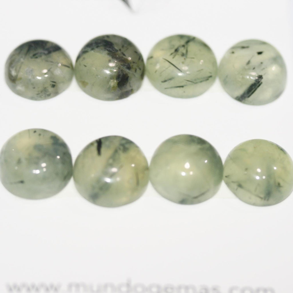 Lote de 8 cabujones redondos de prehnita de 12 mm (8 piezas)