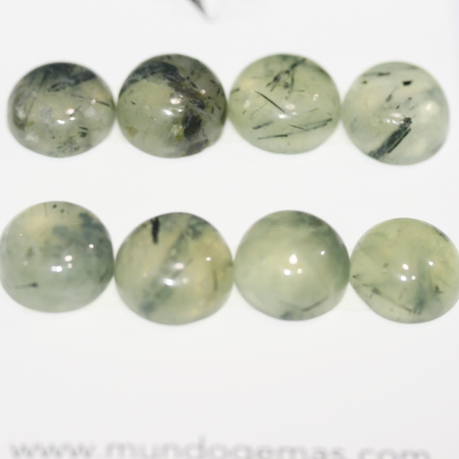 Lote de 8 cabujones redondos de prehnita de 12 mm (8 piezas)