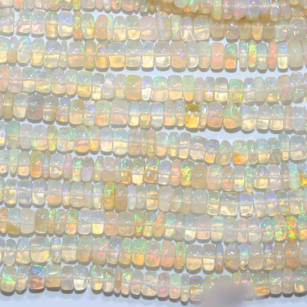 Cuentas redondas lisas de ópalo etíope de San Etiopía, 40 cm, 5 x 2 mm aprox. - Hilo de 40 cm - Artículo 10363