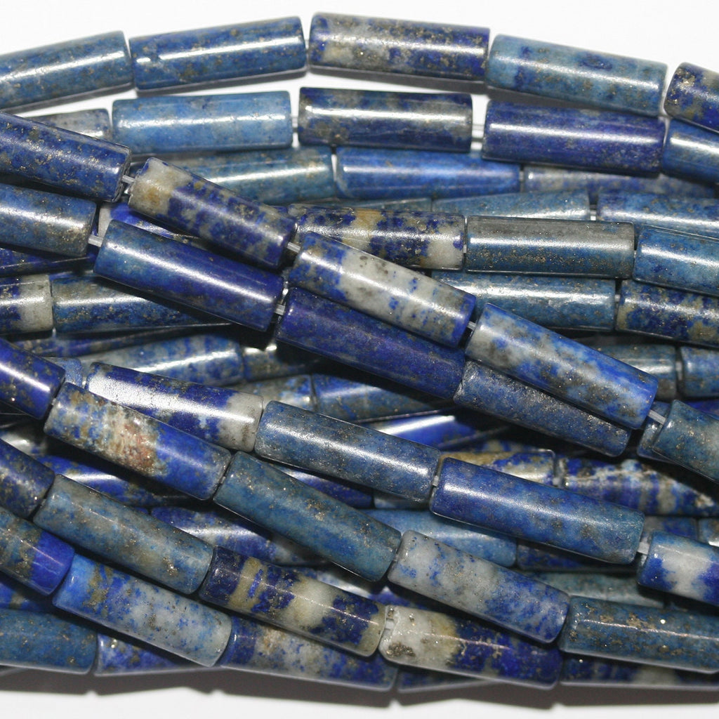 14" St Lapis Lazuli Smooth Tube Beads 13x4mm.- Strand 38cm