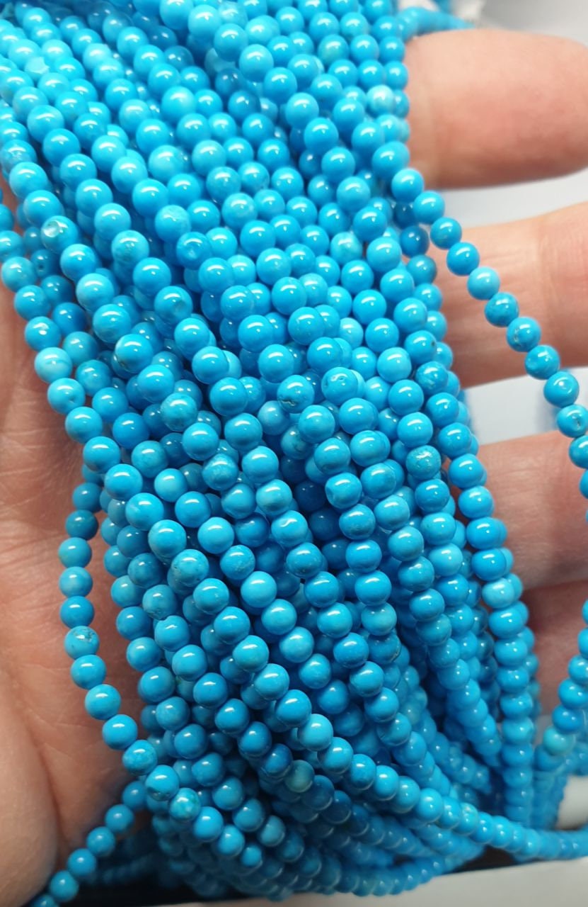 Perles rondes lisses en howlite St, 3 mm, 15 pouces (38 cm) de long.