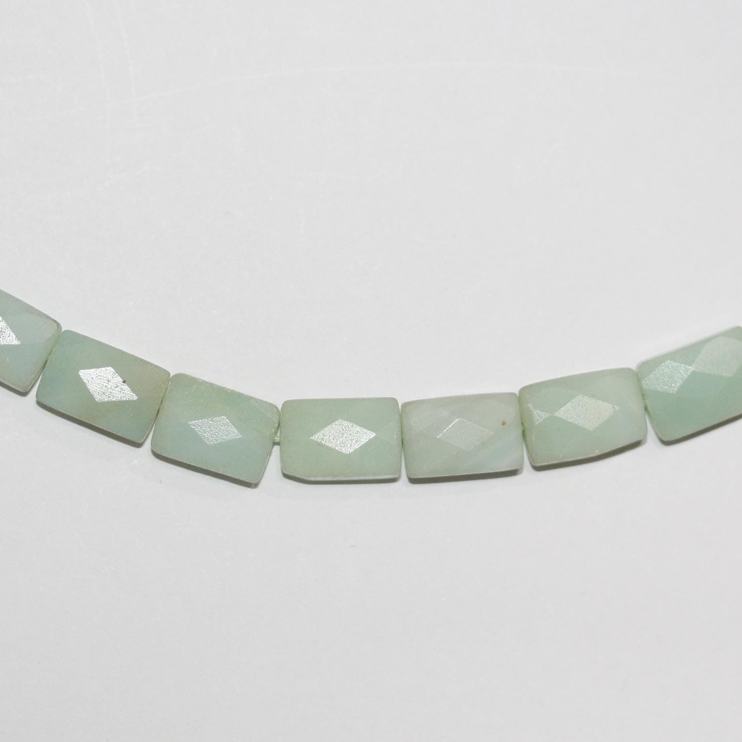 15 perles rectangulaires à facettes en amazonite (12 x 8 mm) - Fil de 39 cm
