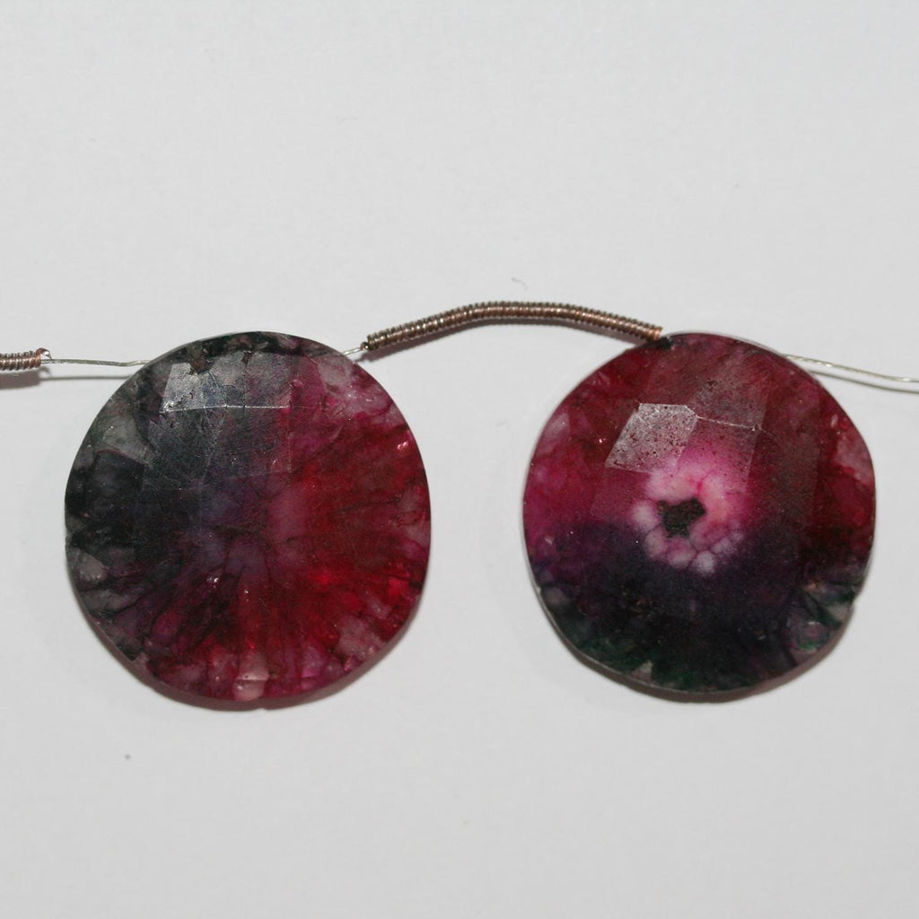 Cuentas redondas facetadas de cuarzo solar multicolor de 8" (24-25 mm, aprox. - Hilo de 20 cm)