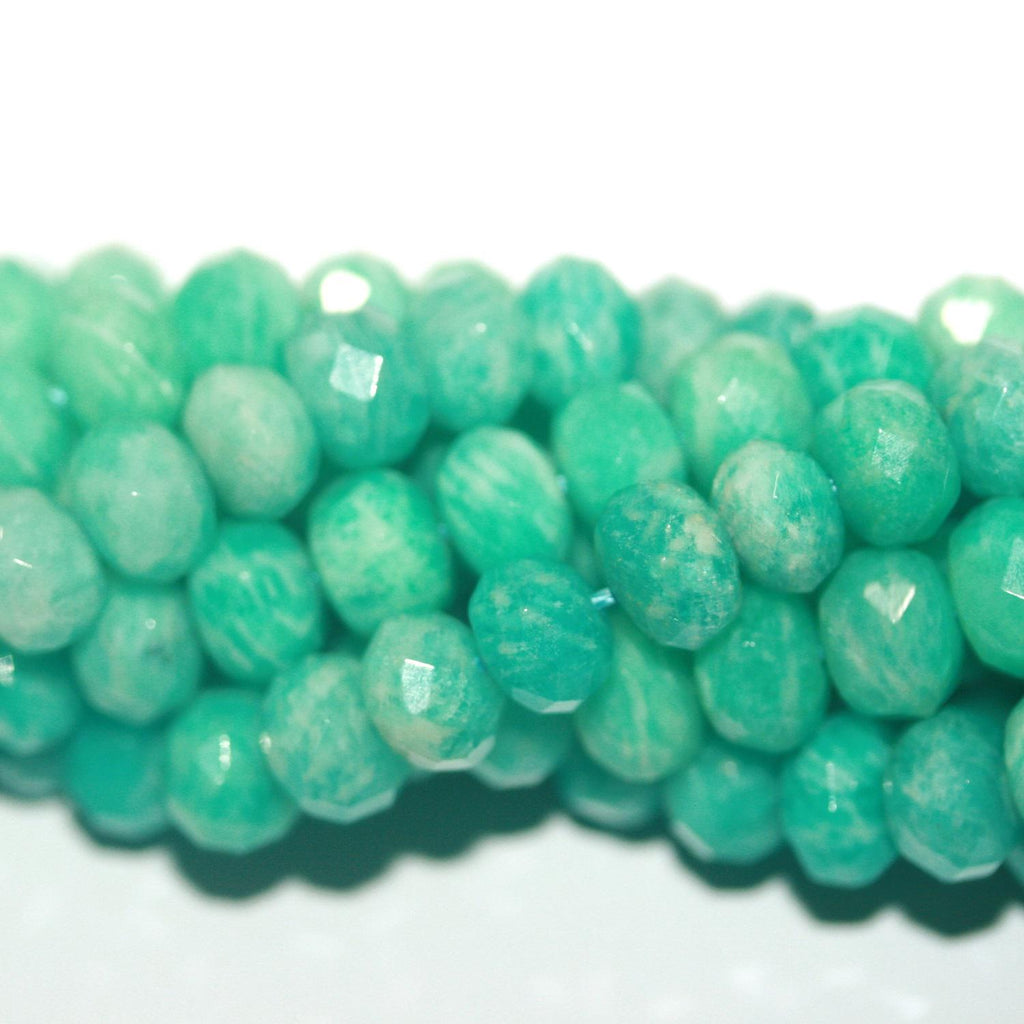 Perles rondelles à facettes en amazonite russe de 15 pouces, 9 x 7 mm - Brin de 39 cm.
