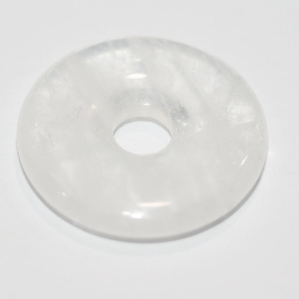 Pendentif en quartz cristal de roche en forme de donut, 30 mm