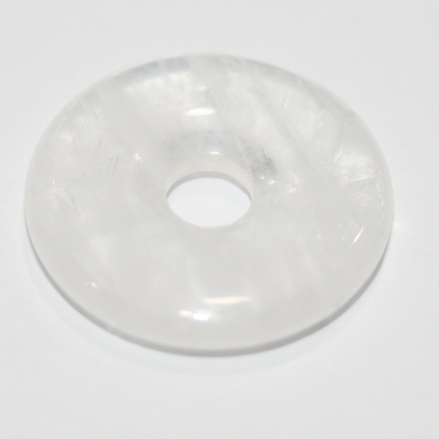 Pendentif en quartz cristal de roche en forme de donut, 30 mm