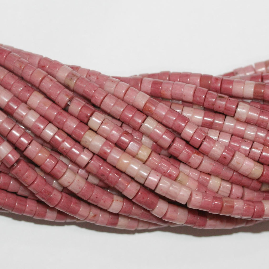 Perles de disque lisse en rhodonite St 15" 3x2mm.-Bracelet 39cm.