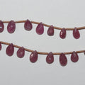 Perles en forme de goutte facettées St Ruby 8" 7x5mm.-Rig 20cm.