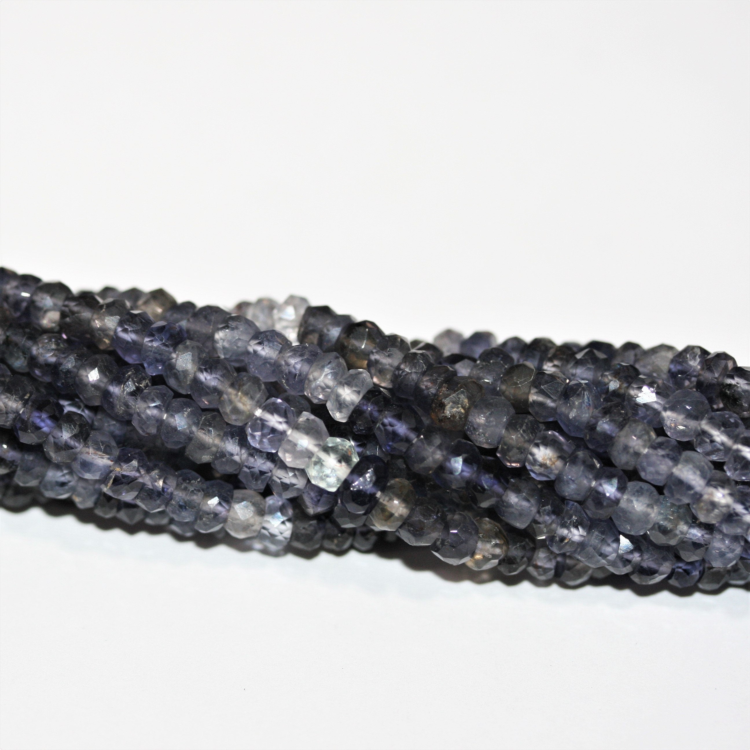 13" St Iolite Faceted Rondelle Beads 4x3mm.- Strand 33cm.