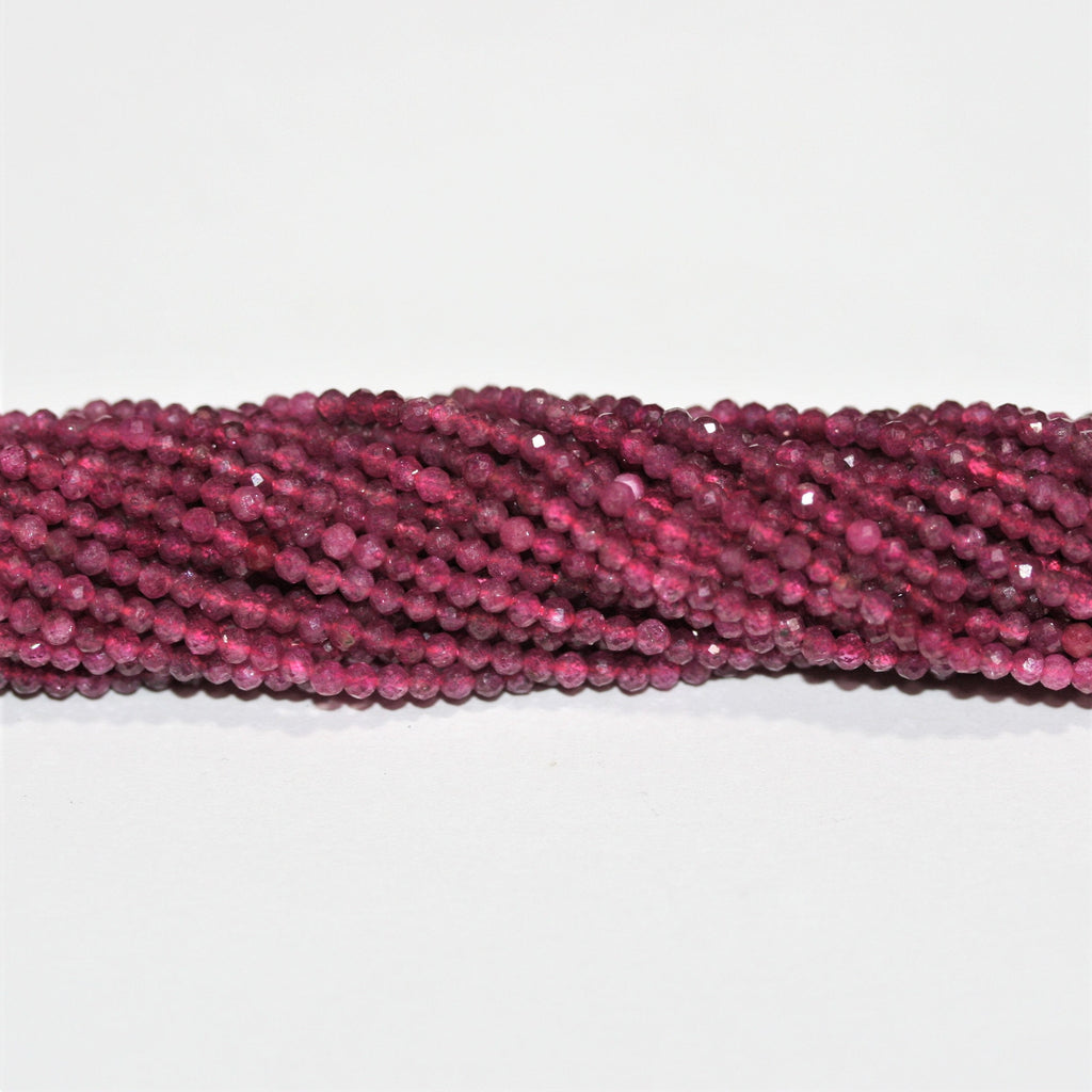 15" St Ruby Facetté Rond Perles 2mm.-Rig 39cm.