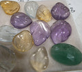 Multi Stone Carved Leaf Cabochon 12 Pcs Lot 9-11mm. - Amethyst, Citrine, Aquamarine, Emerald Cab