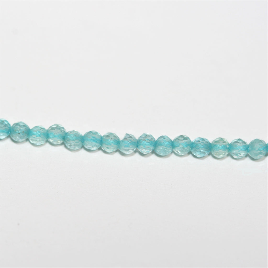 12" St Blue Apatite Faceted Round Beads 2mm.- Strand 32cm.