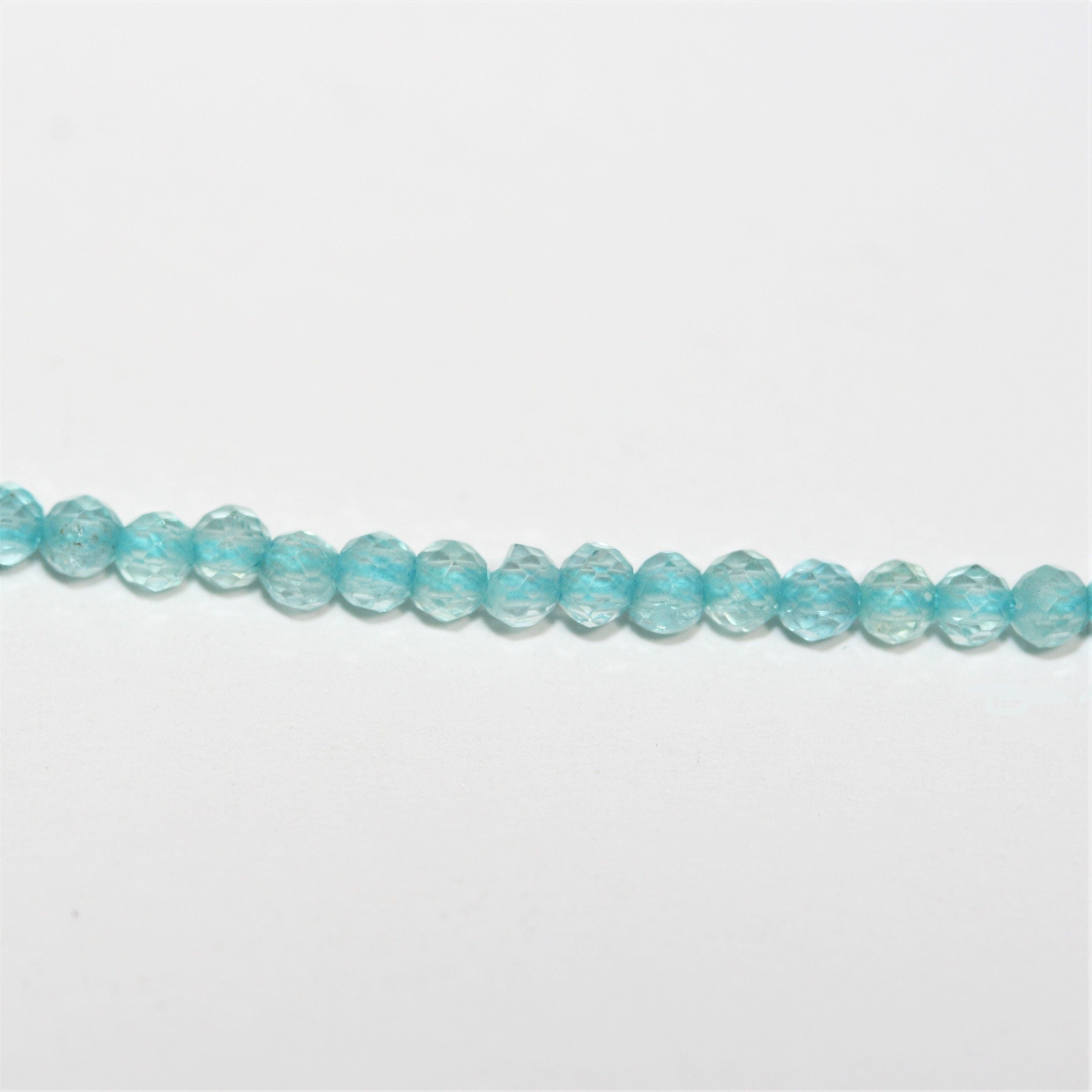 12" St Blue Apatite Faceted Round Beads 2mm.- Strand 32cm.