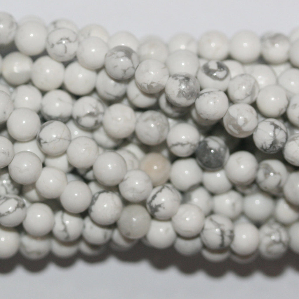 Perles rondes lisses en howlite blanche, 4 mm, 15 pouces (38 cm) de long, 39 cm de longueur.