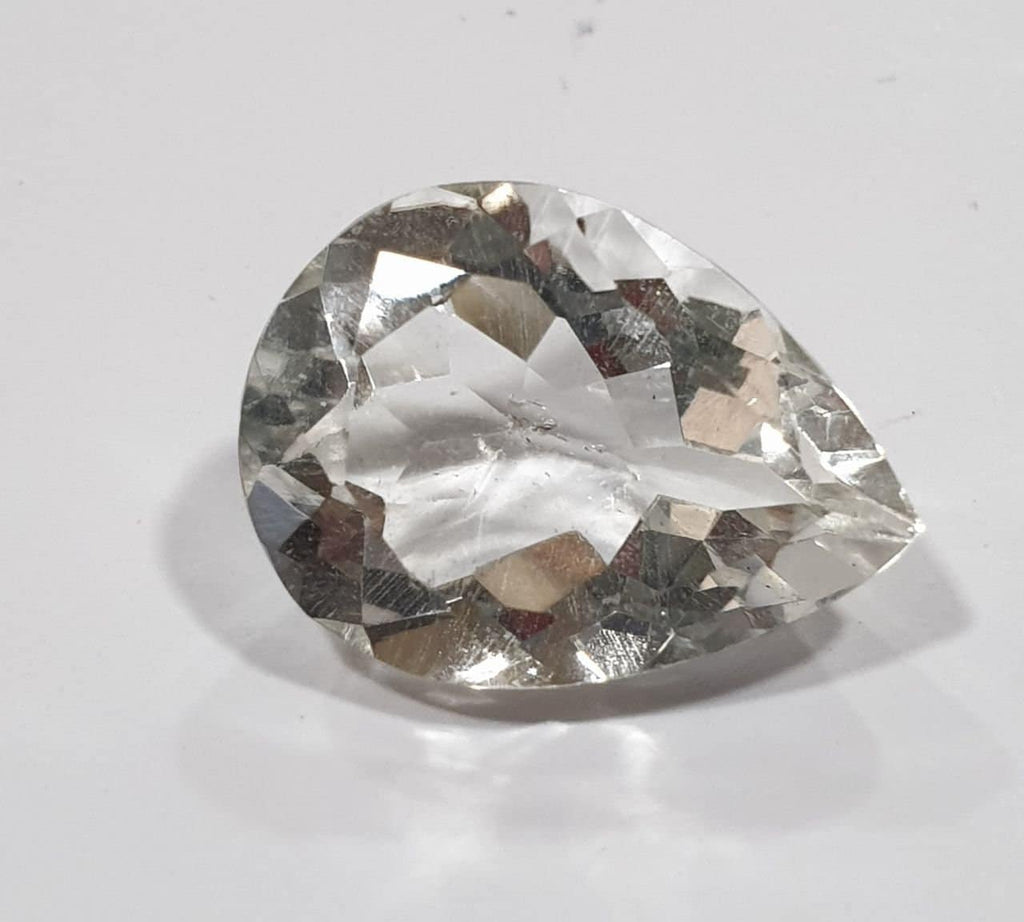 1 Pc AAA  Natural Rock Crystal Quartz Faceted Pear Drop  12x16mm - Natural Quartz- Natural Gemstone