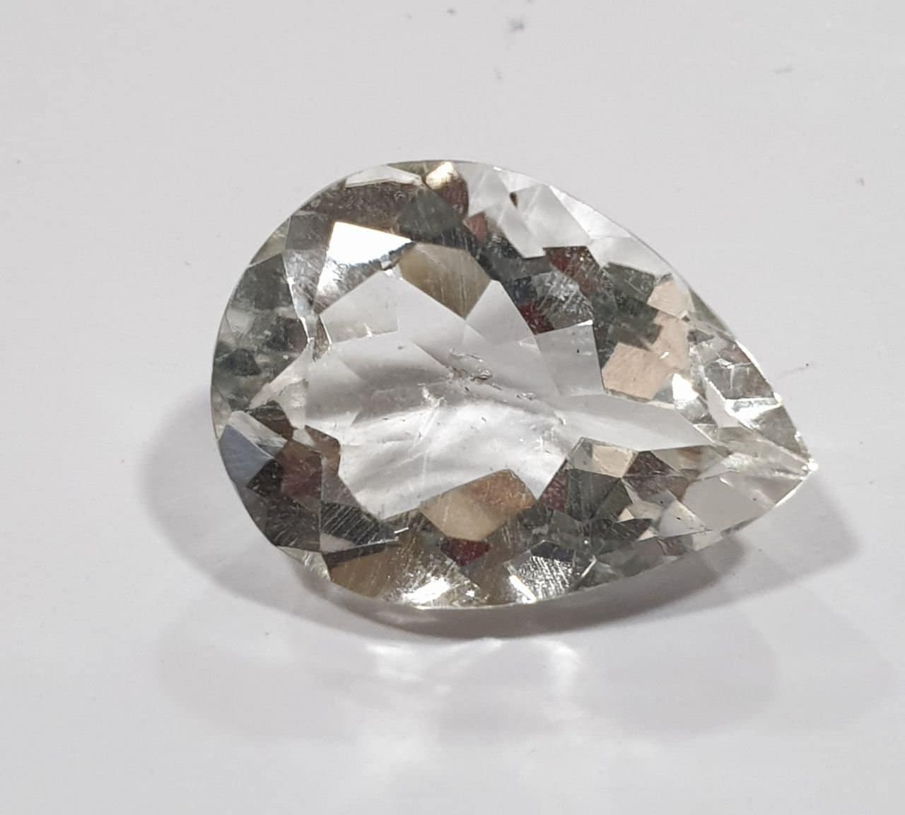 1 Pc AAA  Natural Rock Crystal Quartz Faceted Pear Drop  12x16mm - Natural Quartz- Natural Gemstone