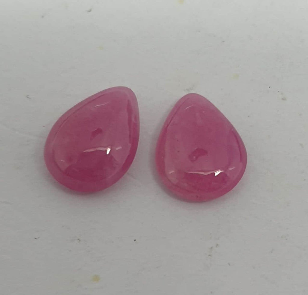 1 Matching Pair Natural Pink Sapphire Pear Cabochons 8.5x6.4mm  Genuine Gemstone