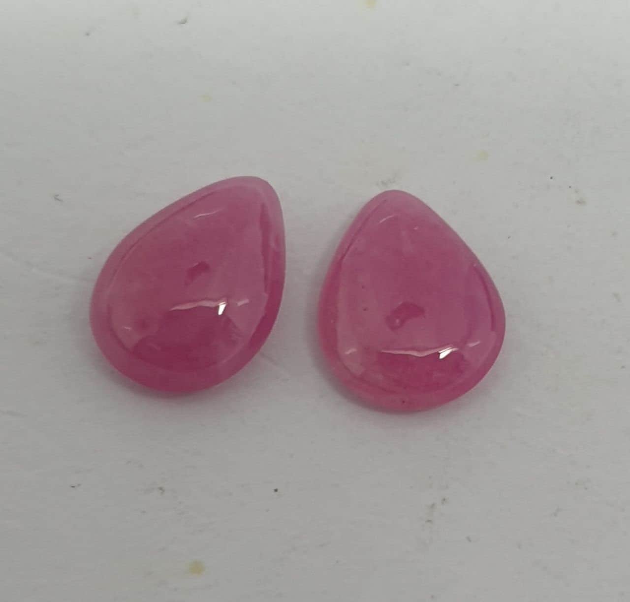 1 Matching Pair Natural Pink Sapphire Pear Cabochons 8.5x6.4mm  Genuine Gemstone