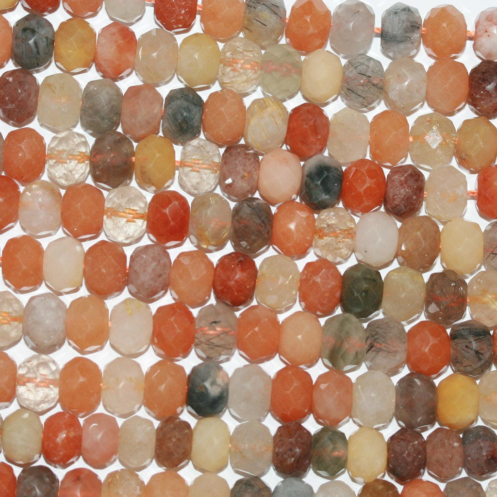 Perles rondelles à facettes en quartz rutile St 14" 10x7mm.-Rig 37cm.