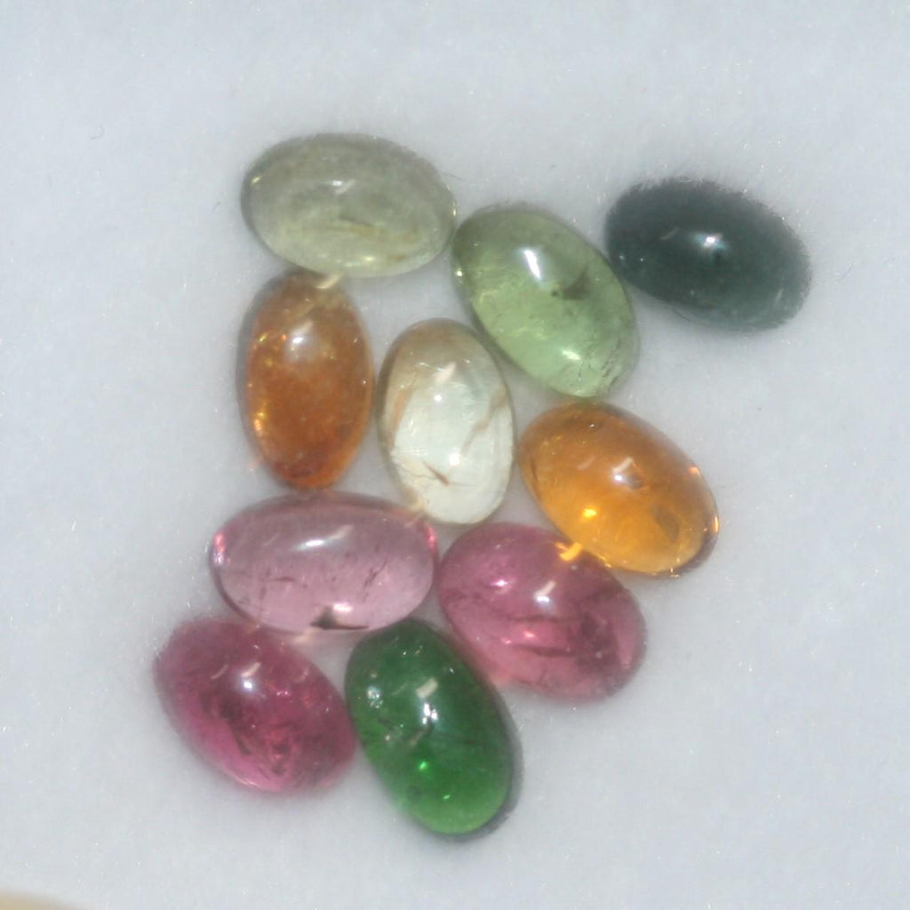 Multi Tourmaline 10 Pcs Lot 5x3mm Pink Green Blue Orange Oval Cabochon Untreated Gems- Wholesale Gems DIY Supplier- Genuine Stones