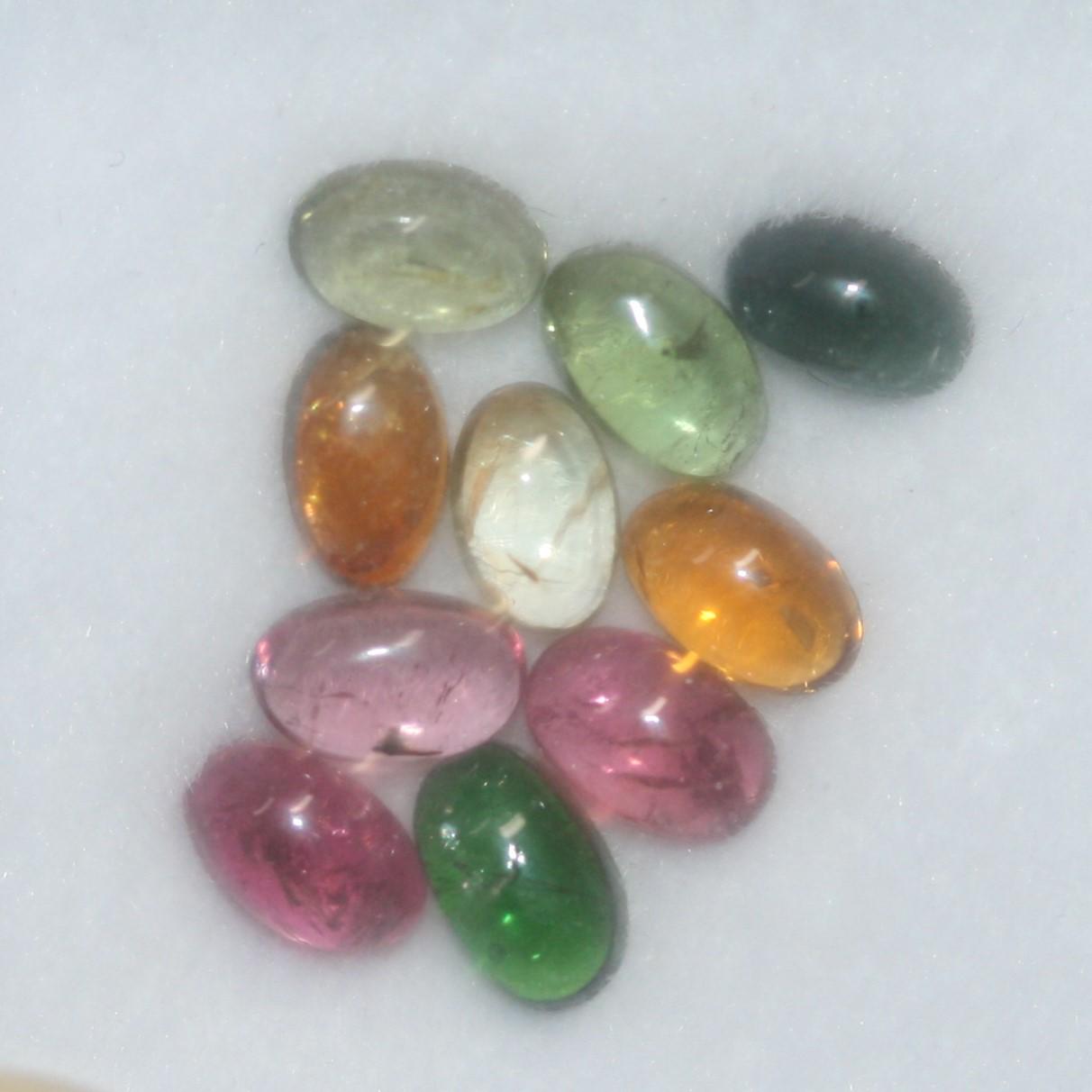 Multi Tourmaline 10 Pcs Lot 5x3mm Pink Green Blue Orange Oval Cabochon Untreated Gems- Wholesale Gems DIY Supplier- Genuine Stones