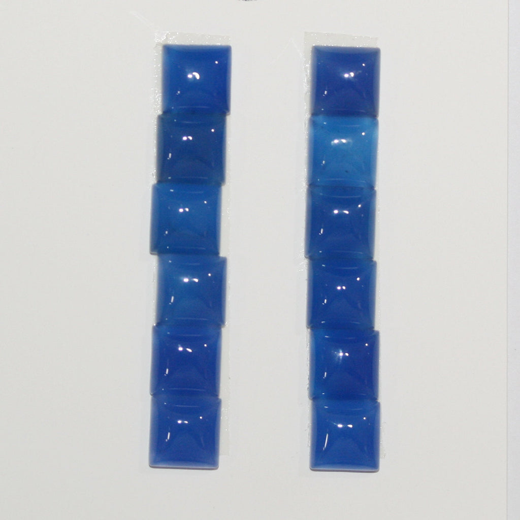 12Pcs Lot Blue Agate Square Cabochon 8mm. (12 pcs.)