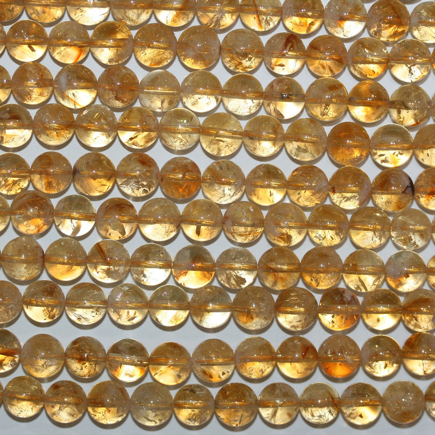 15" Perles rondes lisses en citrine St 8-9mm- Brin 39cm.