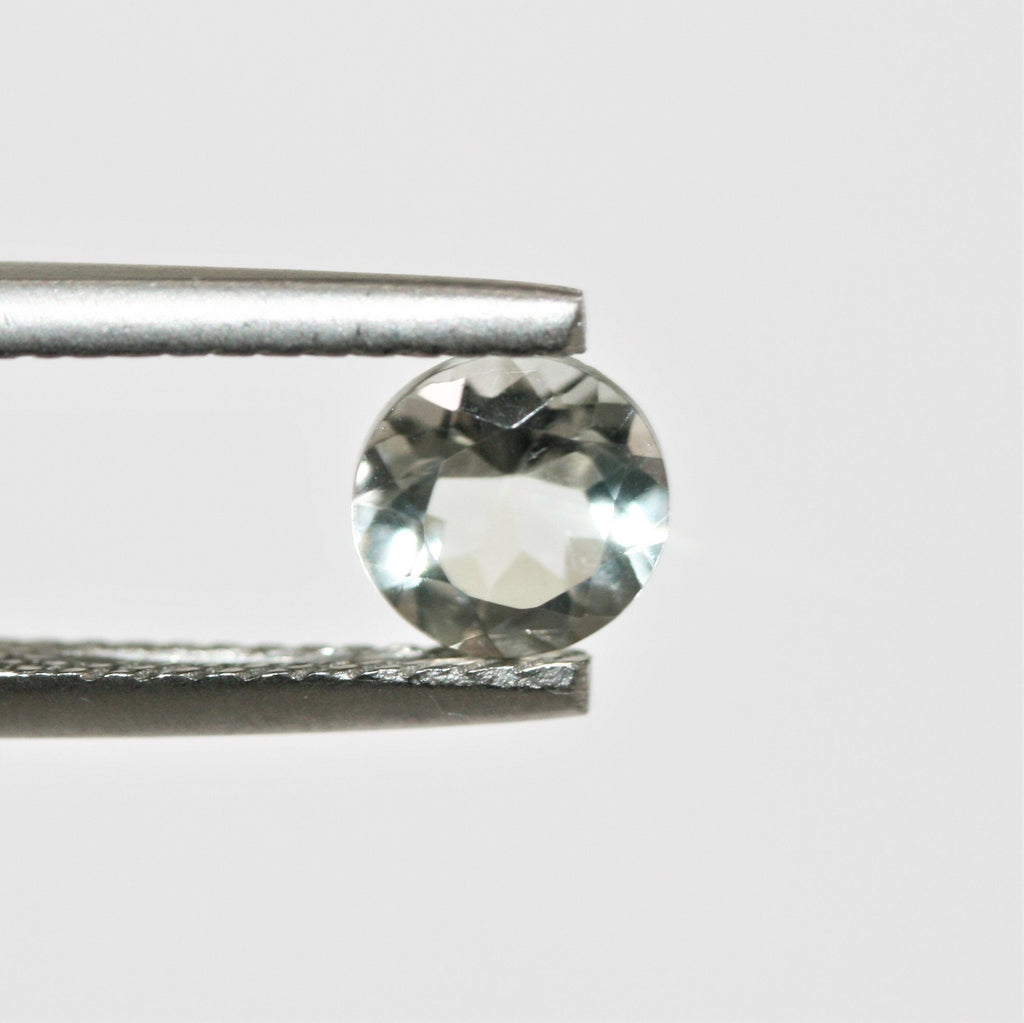 Lote de 10 piezas de prasiolita facetada redonda de 6 mm.