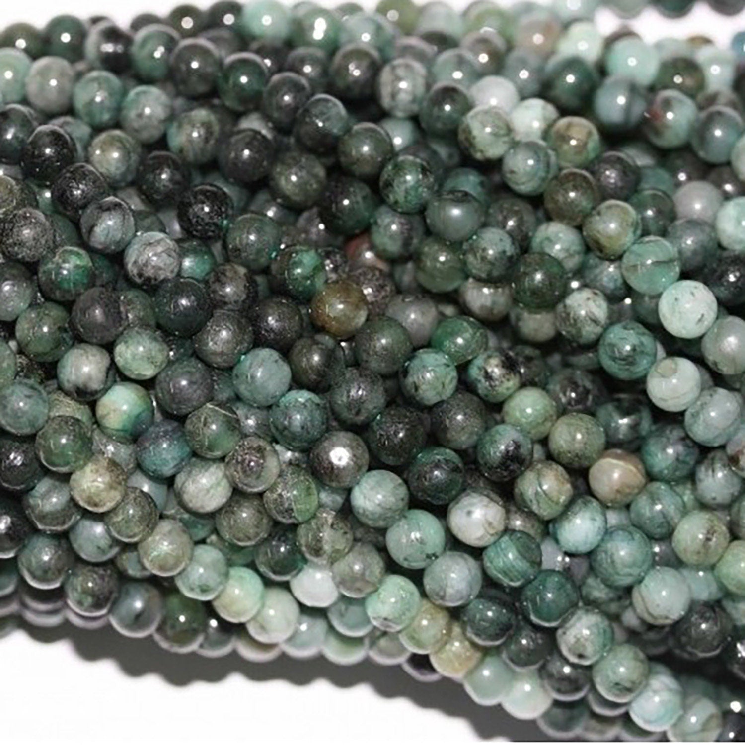 13" St Esmerald Smooth Round Beads 5mm.-Strand 34cm
