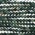 14" St Moss Agate Smooth Round Beads 6-6.5mm.-Strand 38cm.