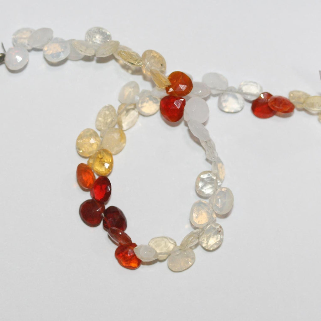 Perles en forme de goutte lisses en opale de feu St de 8 pouces (environ 6 mm). Longueur du brin : 20 cm environ.