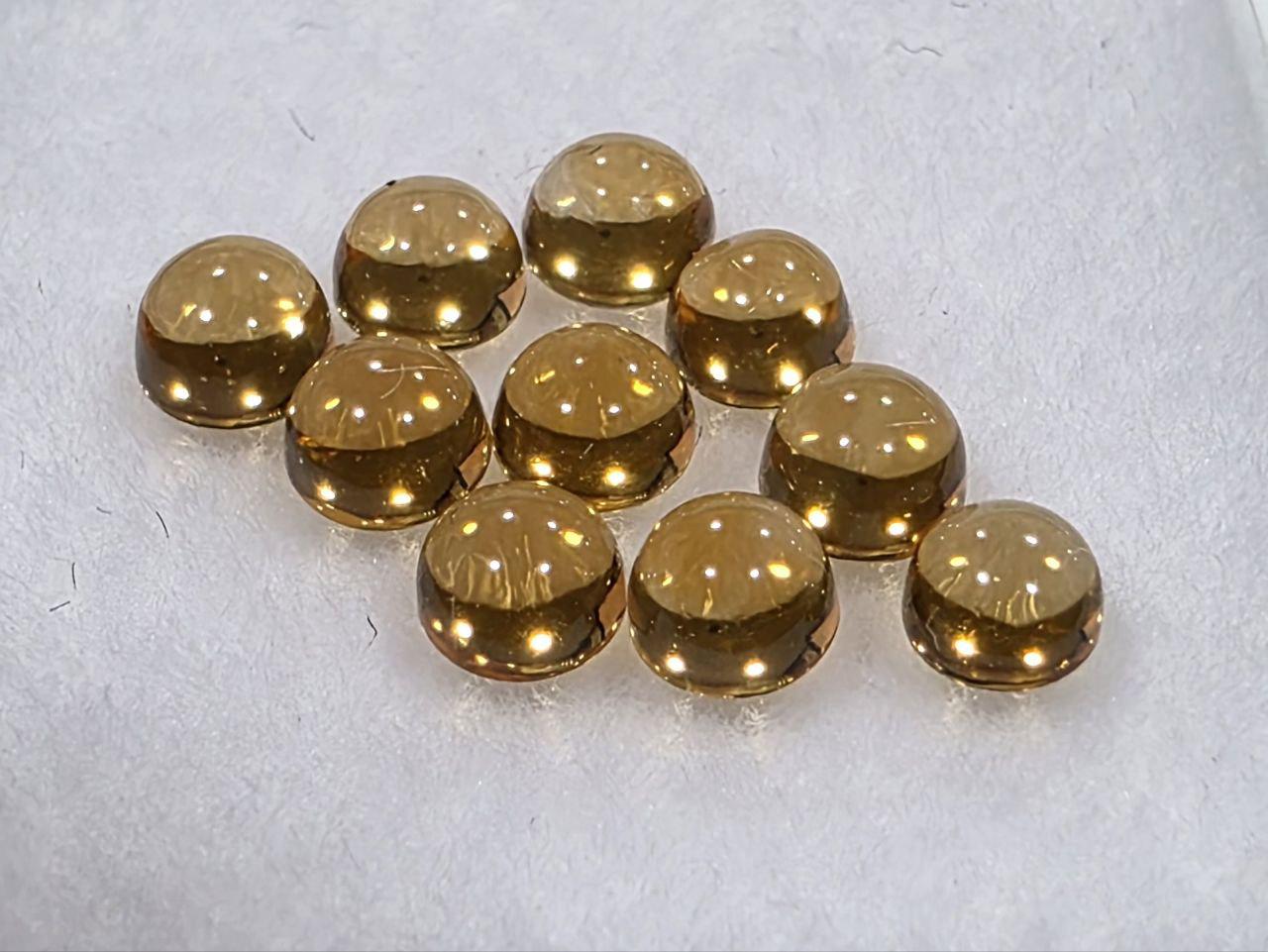 Lote de 10 cabujones calibrados de citrino de Madeira AAA de 3 mm. Suministros de joyería. Color coñac. Gemas naturales.