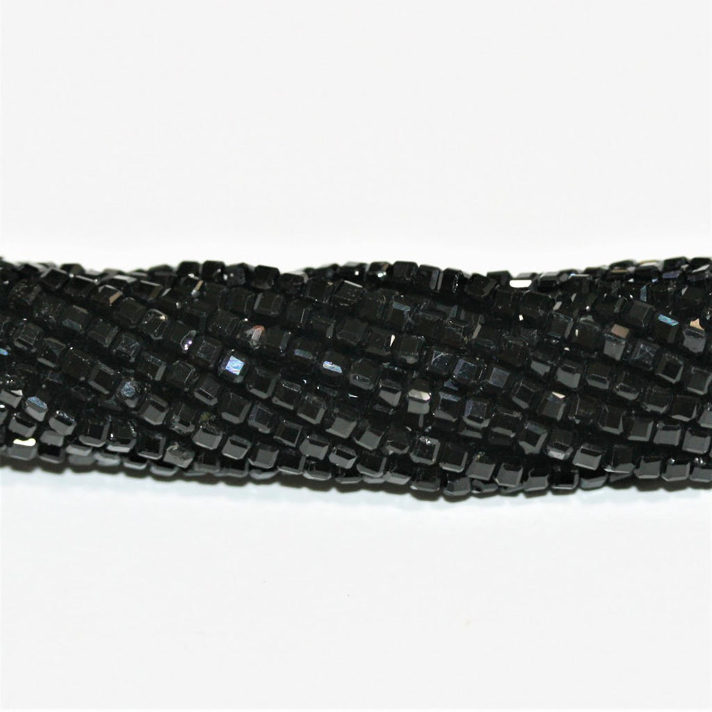 Perles cubiques à facettes en tourmaline noire St de 15 pouces (2 mm) - Fil de 39 cm