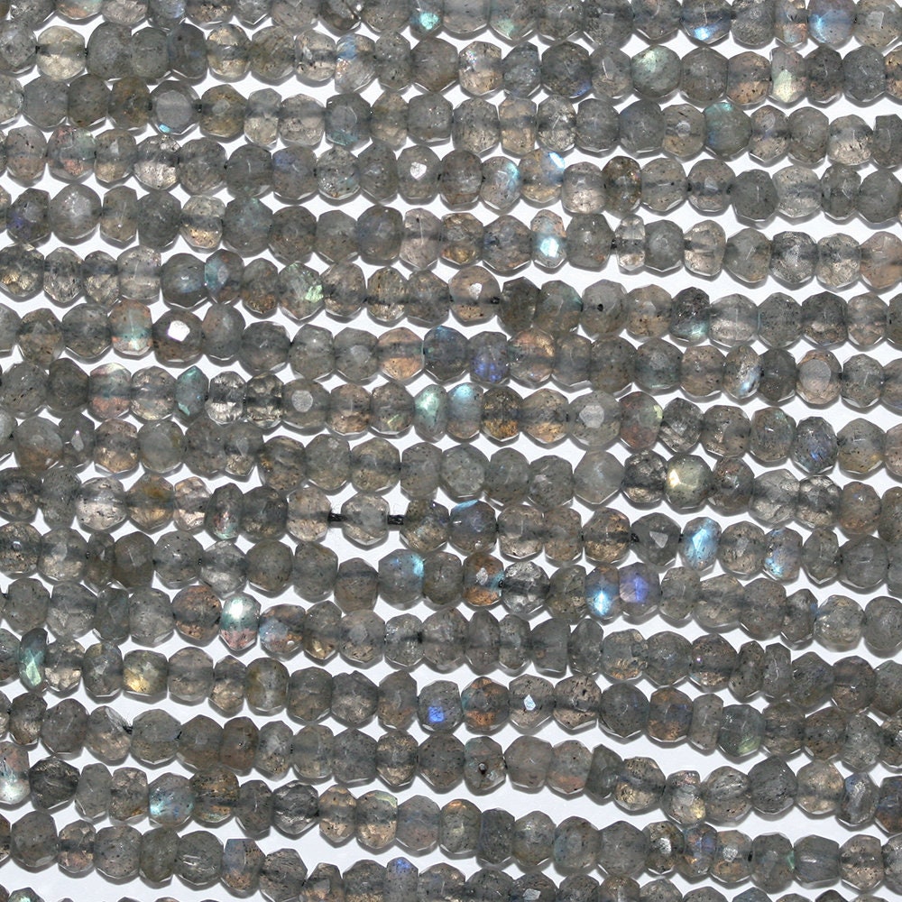 13" St Labradorite Faceted Rondelle Beads  4x3mm -Strand 34cm