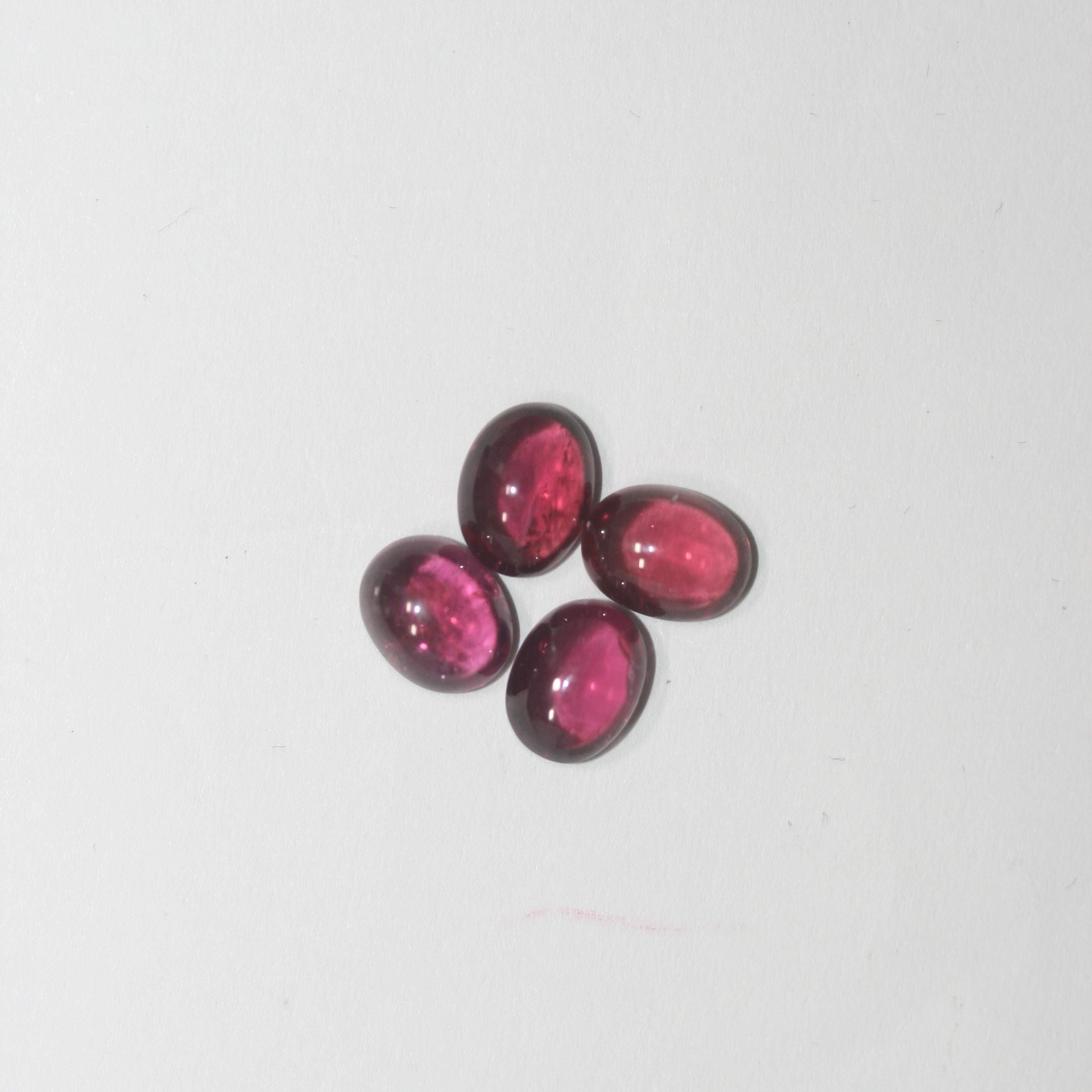 Rhodolite Garnet Lot Oval Cabochon 7-7.5x5.5-6mm. (4pcs.)  -Gemstone Parcels-Loose Stones Wholesale Price