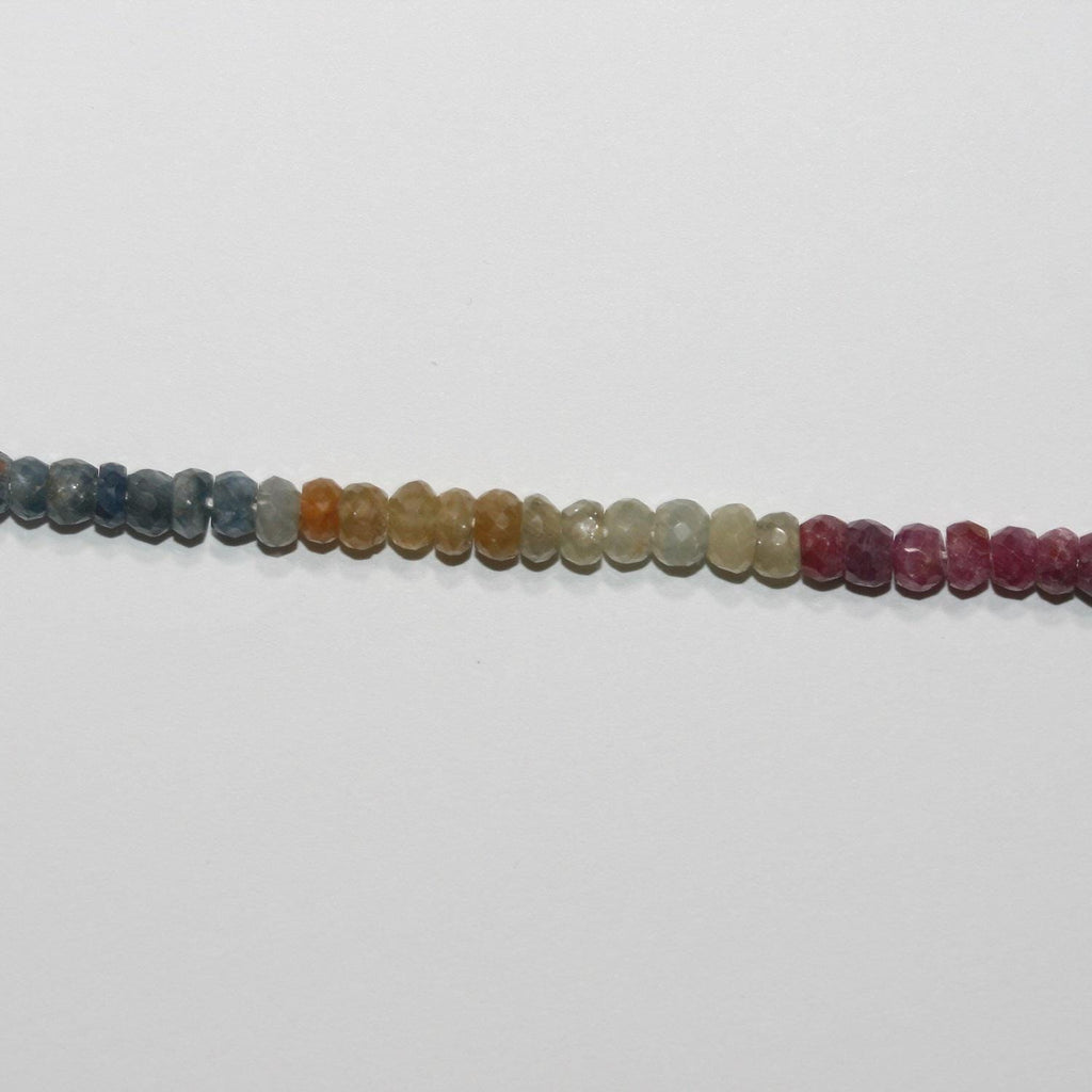 13" St Ruby-Sapphire Faceted Rondelle Beads 4x3mm.-Strand 36cm.